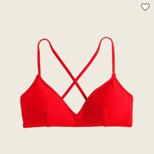 NWT J.CREW Swim red French cross-back bikini top